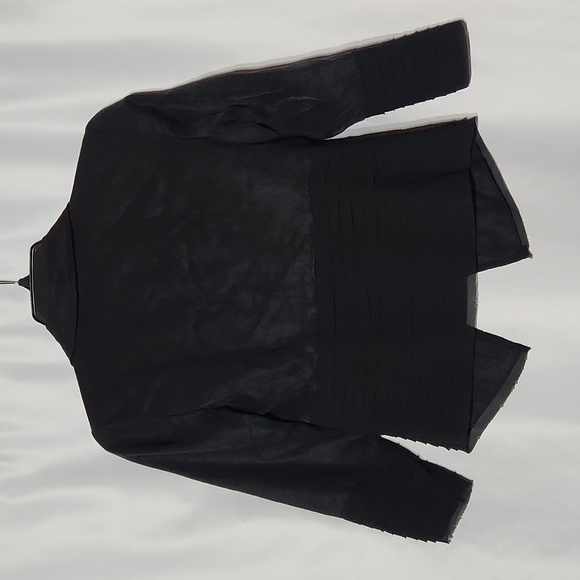 Anthropologie Women's Fleur Wood Black Strata Chiffon Blazer Jacket Size 00P - Picture 4 of 9